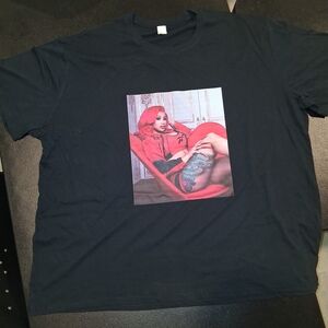Black Graphic Tee with Red Design
